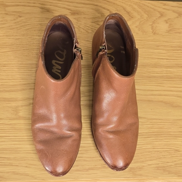 Sam Edelman Women’s Petty Leather Camel Cognac Brown Ankle Boot Size 8 - Picture 7 of 11